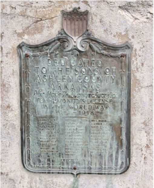 ASHLEY COUNTY WORLD WAR MEMORIAL PLAQUE