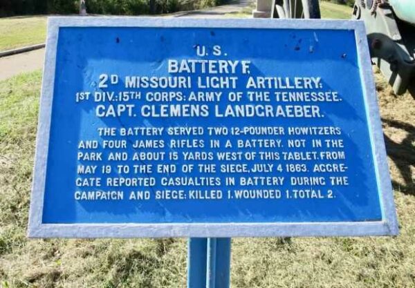 U.S. BATTERY F, 2D MISSOURI LIGHT ARTILLERY MEMORIAL PLAQU