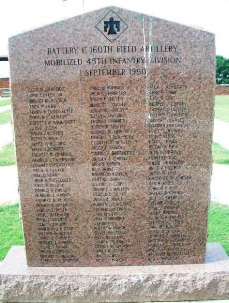 BATTERY C 160TH FIELD ARTILLERY WAR MEMORIAL