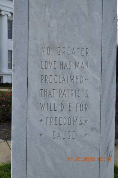 ALABAMA FLAME OF FREEDOM WAR MEMORIAL SIDE C