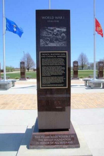 TRENCH, MACHINE GUN, AND CHEMICAL WARFARE MEMORIAL PILLAR