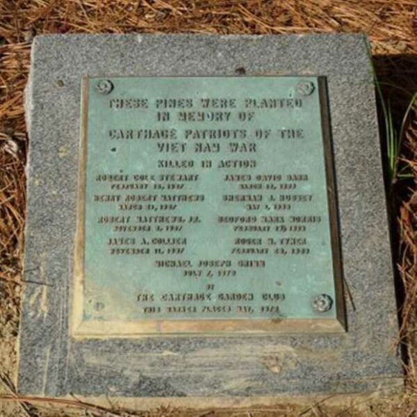 CARTHAGE PATRIOTS OF THE VIET NAM WAR MEMORIAL PLAQUE