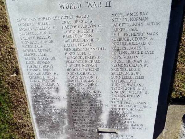 PITT COUNTY WAR DEAD MEMORIAL SECTION B