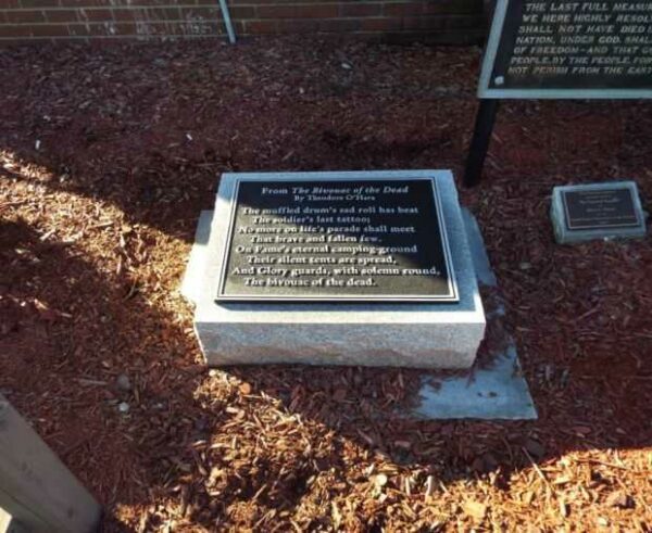 RALEIGH NATIONAL CEMETERY THE BIVOUAC OF THE DEAD MEMORIAL PLAQUE