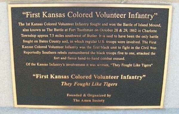 FIRST KANSAS COLORED VOLUNTEER INFANTRY WAR MEMORIAL PLAQUE
