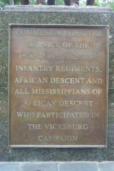 1ST AND 3RD MISSISSIPPI INFANTRY REGIMENT (COLORED) USA WAR MEMORIAL PLAQUE