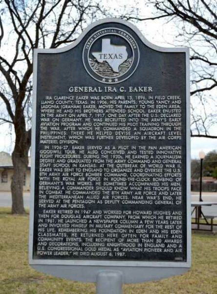 GENERAL IRA C. EAKER WAR MEMORIAL MARKER