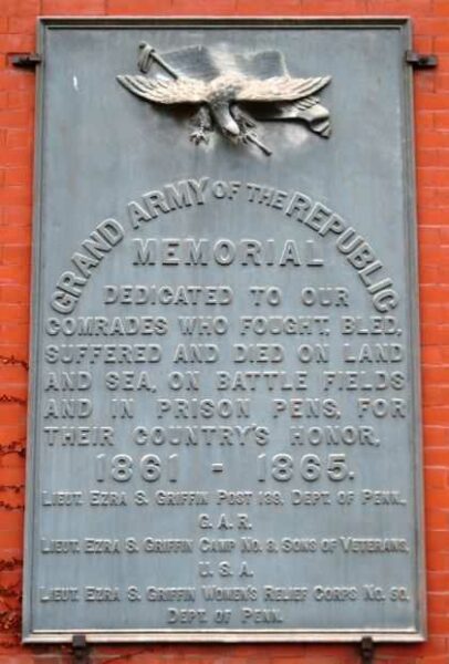 SCRANTON GRAND ARMY OF THE REPUBLIC MEMORIAL BUILDING PLAQUE
