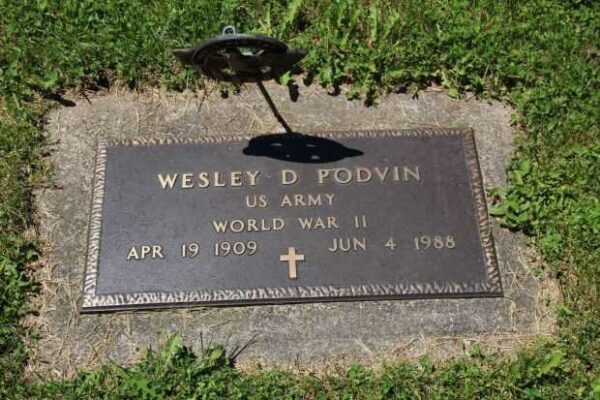 WESLEY D PODVIN MEMORIAL CEMETERY STONE