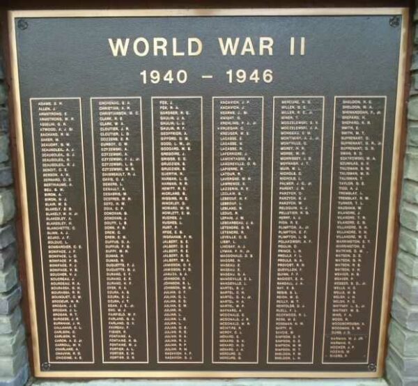 STURBRIDGE HONOR ROLL WAR MEMORIAL PLAQUE B