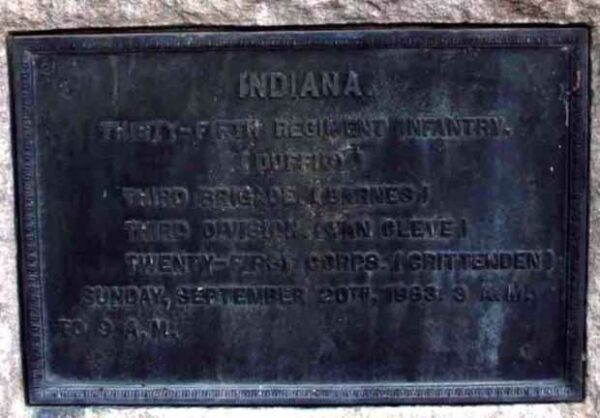 INDIANA. THIRTY-FIFTH REGIMENT INFANTRY. WAR MEMORIAL PLAQUE