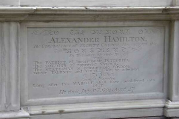 ALEXANDER HAMILTON MEMORIAL CEMETERY NARRATIVE STONE