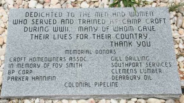 CAMP CROFT WAR MEMORIAL TABLET