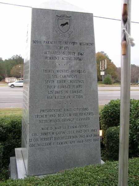 505TH PARACHUTE RCT WAR MEMORIAL SIDE C