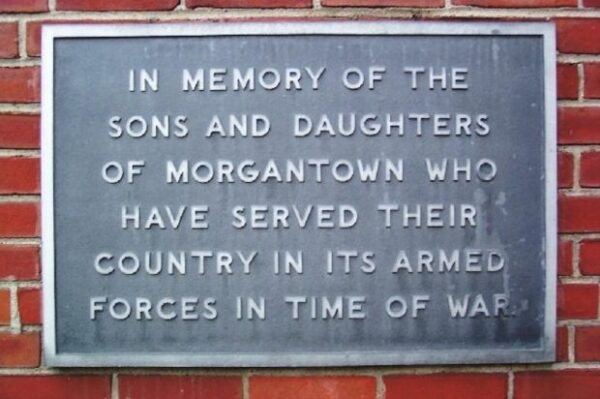 MORGANTOWN ARMED FORCES WAR MEMORIAL PLAQUE