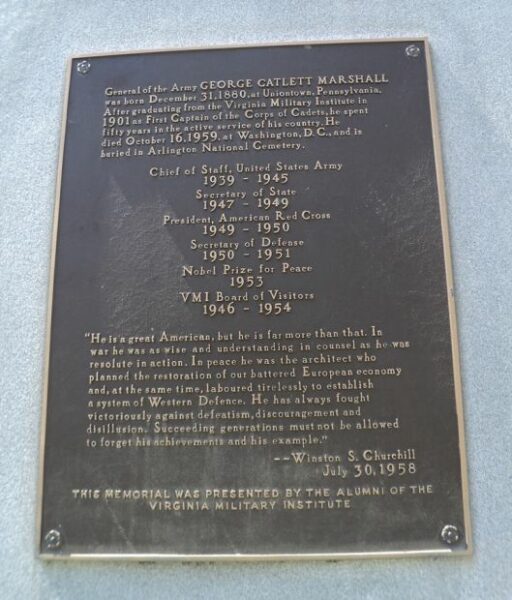 GEORGE C. MARSHALL MEMORIAL PLAQUE