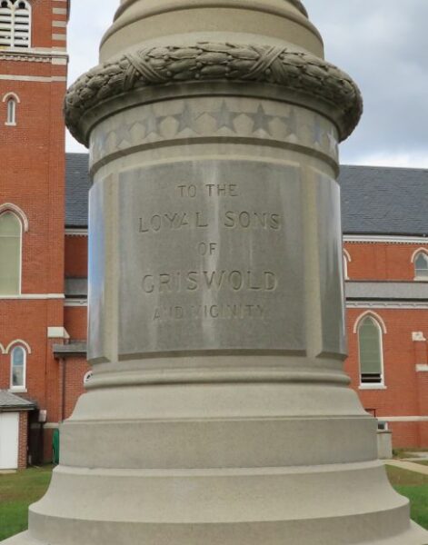GRISWOLD AND VICINITY CIVIL WAR MEMORIAL DEDICATION STONE