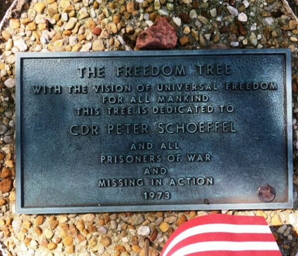 THE FREEDOM TREE CDR. PETER SCHOEFFEL MEMORIAL PLAQUE