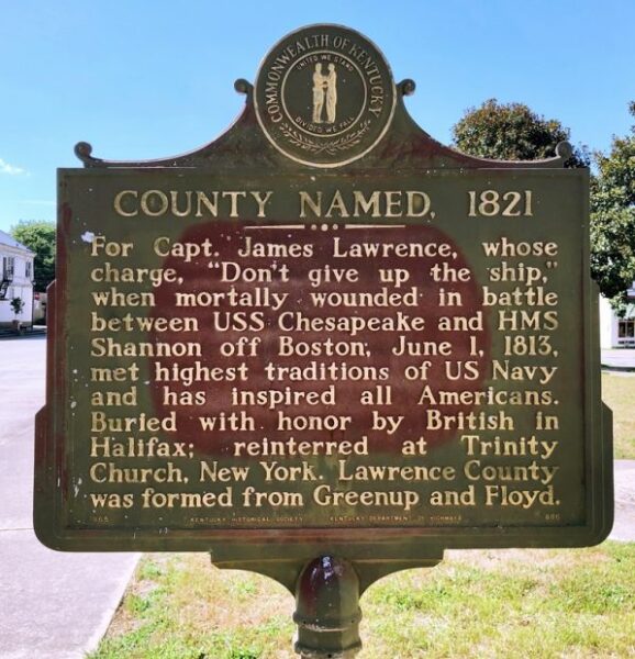 COUNTY NAMES, 1821 WAR MEMORIAL MARKER