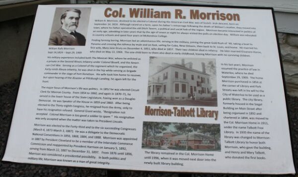 COL. WILLIAM R. MORRISON WAR MEMORIAL PLAQUE