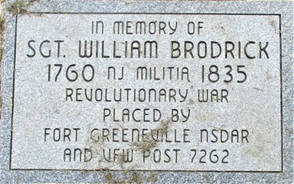 SGT. WILLIAM BRODRICK REVOLUTIONARY WAR SOLDIER MEMORIAL TABLET
