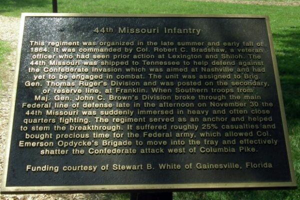 44TH MISSOURI INFANTRY WAR MEMORIAL PLAQUE