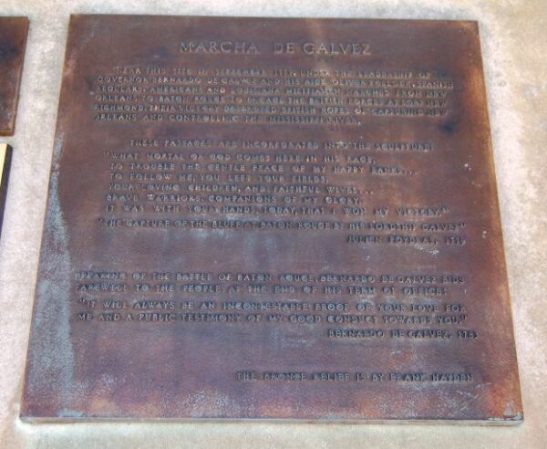 MARCHA DE GALVEZ REVOLUTIONARY WAR MEMORIAL PLAQUE