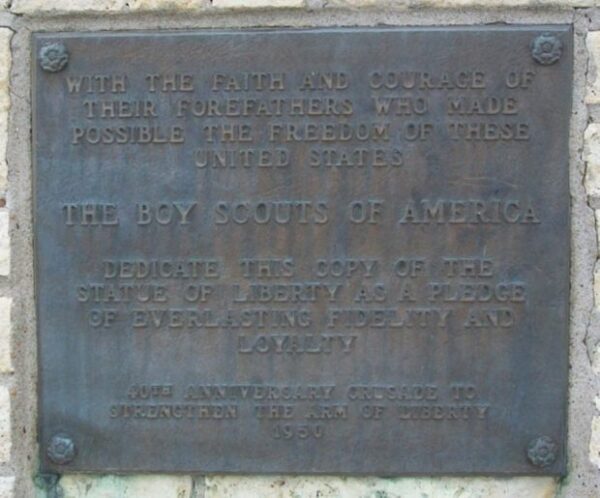 CONCORDIA REPLICA OF THE STATUE OF LIBERTY MEMORIAL PLAQUE
