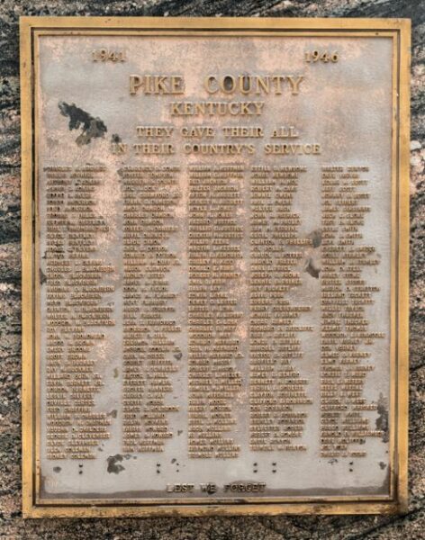 PIKE COUNTY WAR MEMORIAL PLAQUE B