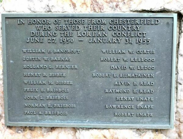 CHESTERFIELD KOREAN CONFLICT MEMORIAL PLAQUE