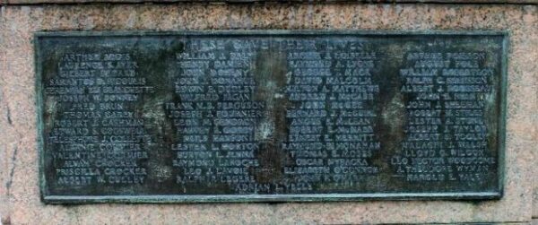 TOWN OF FITCHBURG WORLD WAR MEMORIAL PLAQUE