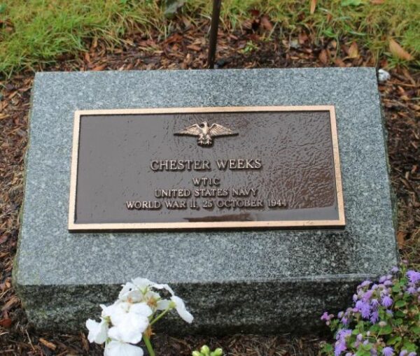 CHESTER WEEKS WAR MEMORIAL PLAQUE