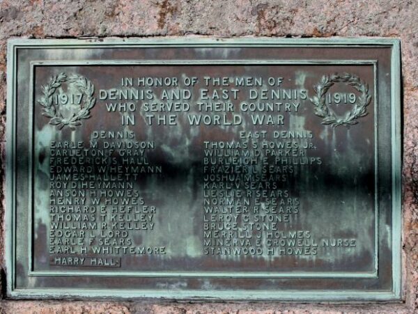 DENNIS AND EAST DENNIS THE WORLD WAR MEMORIAL PLAQUE