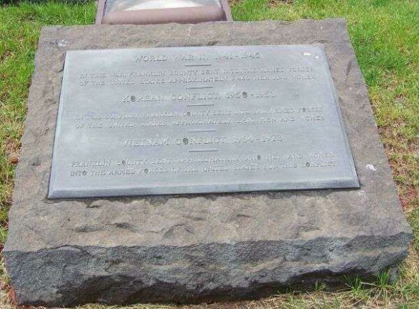 FRANKLIN COUNTY WORLD WAR II MEMORIAL PLAQUE