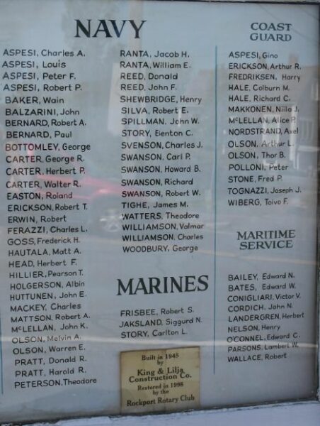 PIGEON COVE HONOR ROLL MEMORIAL PLAQUE B