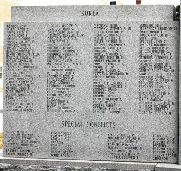 NORTHFIELD WAR VETERANS MEMORIAL LEFT STONE