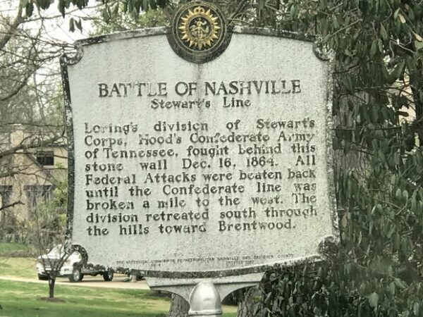 BATTLE OF NASHVILLE STEWARTS LINE MEMORIAL MARKER