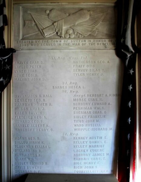 TOWN OF SUTTON WAR OF THE REBELLION MEMORIAL STONE C