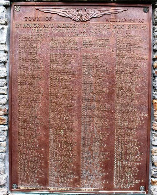 TOWN OF WILLIAMSBURG WAR VETERANS MEMORIAL PLAQUE C