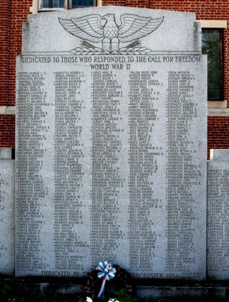 WINCHESTER WAR VETERANS MEMORIAL CENTER STONE