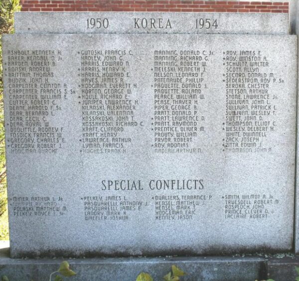 WINCHESTER WAR VETERANS MEMORIAL LEFT STONE