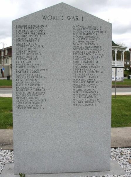 WHITEFIELD, N.H. WAR VETERANS MEMORIAL STONE B