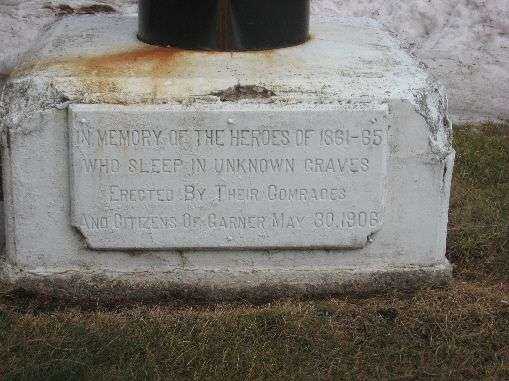 CONCORD CEMETERY CIVIL WAR MEMORIAL CANNON PLAQUE