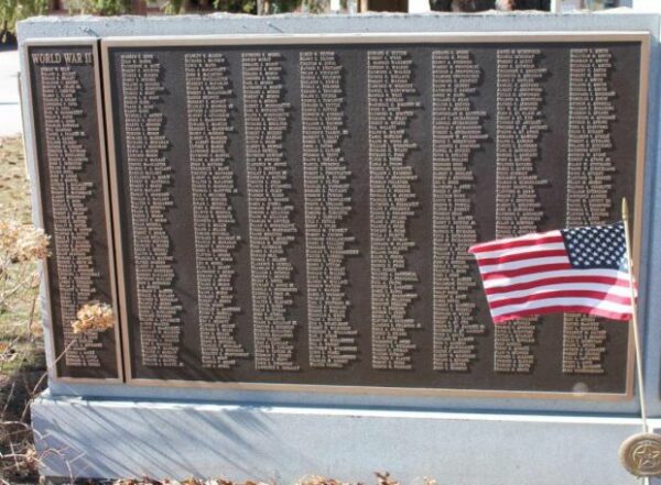 LACONIA WORLD WAR II VETERANS MEMORIAL LEFT PLAQUE