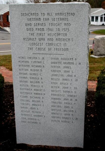 HAMPSTEAD VIETNAM WAR MEMORIAL BACK