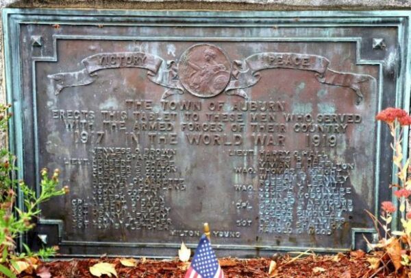 TOWN OF AUBURN WORLD WAR MEMORIAL PLAQUE