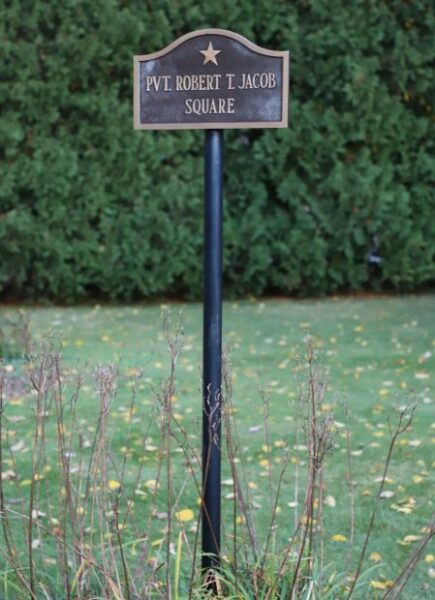 PVT. ROBERT T. JACOB SQUARE MEMORIAL PLAQUE