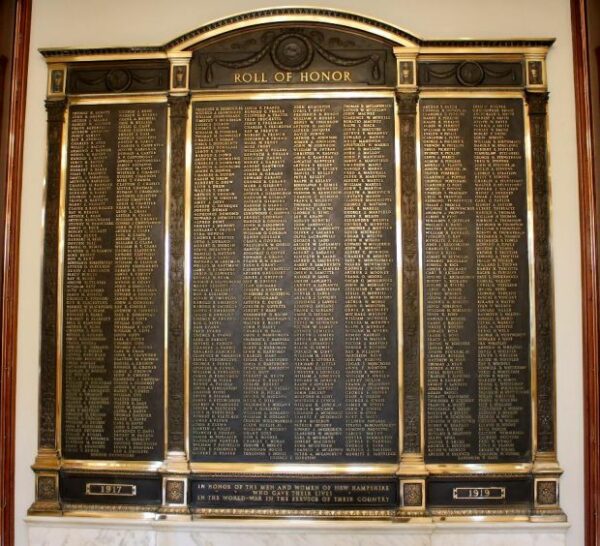NEW HAMPSHIRE STATE HOUSE WORLD WAR I MEMORIAL