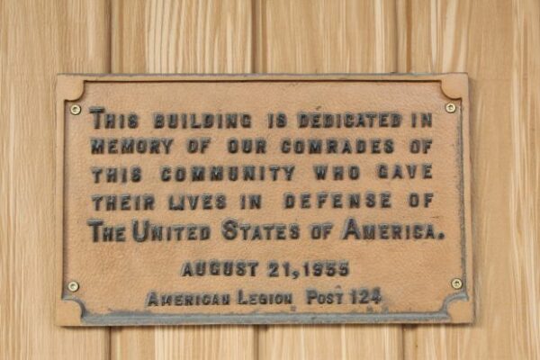 AMERICAN LEGION POST 124 MEMORIAL BUILDING PLAQUE