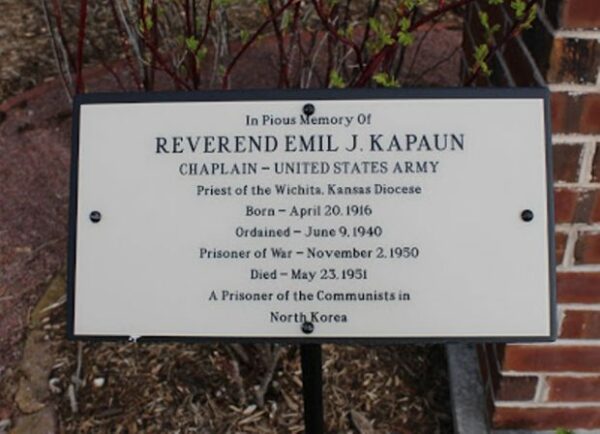 REVEREND EMIL J. KAPAUN MEDAL OF HONOR WAR MEMORIAL PLAQUE